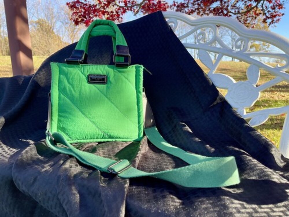 Saint +Sofia Mini Tote Bag Quilted Nylon With Leather Trimming